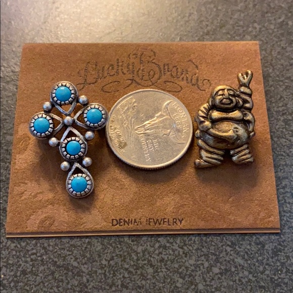 NEW Buddha/turquoise hippie cross pins Lucky Brand - Picture 5 of 8